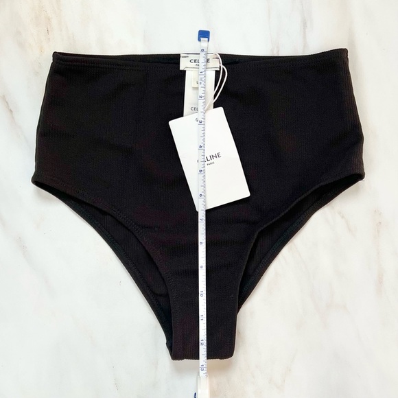 🆕 CELINE Ribbed Cheeky Bikini Swim Bottom Women Large Black - Picture 8 of 9